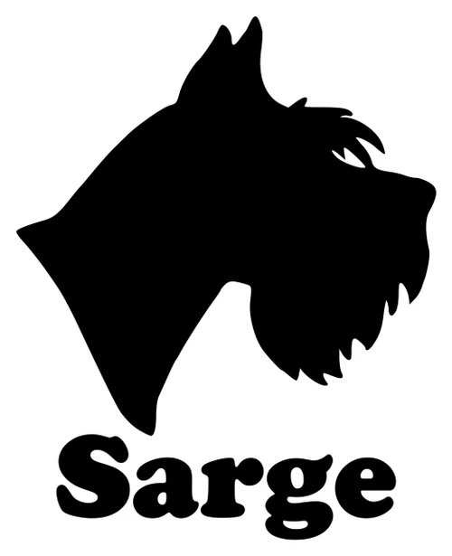 Schnauzer head profile personalized name vinyl decal with bearded dog silhouette and mirror option