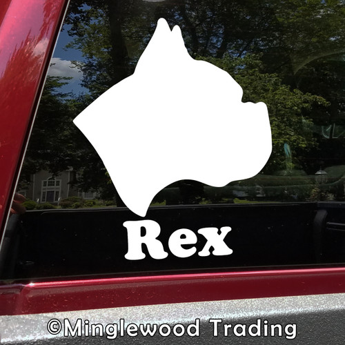 BOXER Dog Head with Personalized Name Vinyl Decal Sticker - Puppy Dog Profile Silhouette