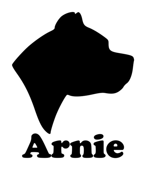 PIT BULL HEAD with Personalized Name Vinyl Decal Sticker - Dog Profile Silhouette Pittie Bully