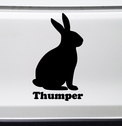 BUNNY RABBIT with Personalized Name Vinyl Sticker - Easter - Hare Cottontail - Die Cut Decal