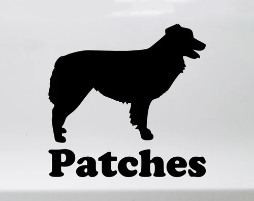 Australian Shepherd Aussie personalized name vinyl decal with short bobtail dog silhouette and mirror option