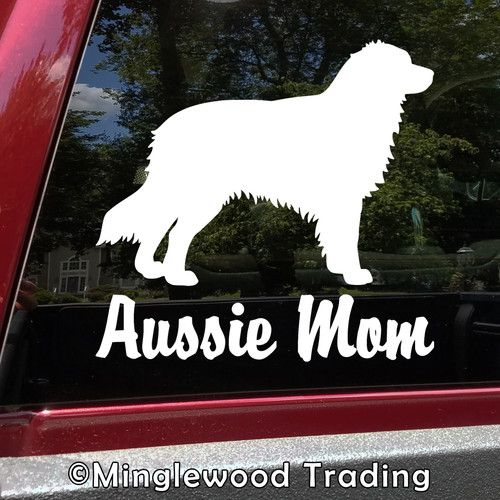 AUSSIE MOM Vinyl Sticker -V2- Australian Shepherd Auss Dog Puppy - Die Cut Decal