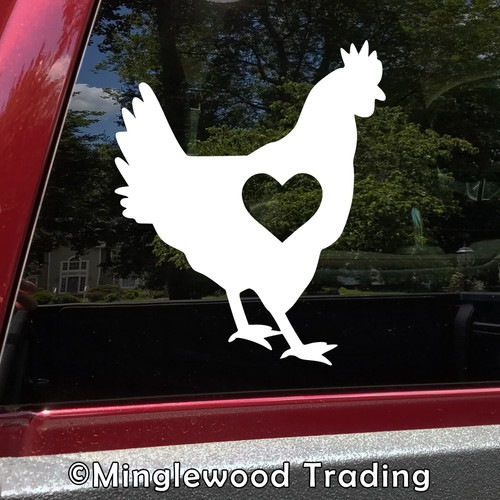 Chicken with Heart Vinyl Sticker - Love Hen Rooster Farm Animal - Die Cut Decal