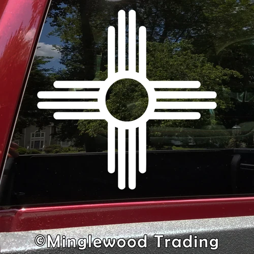 Zia symbol New Mexico Southwestern sun vinyl decal for cars RVs campers and trailers