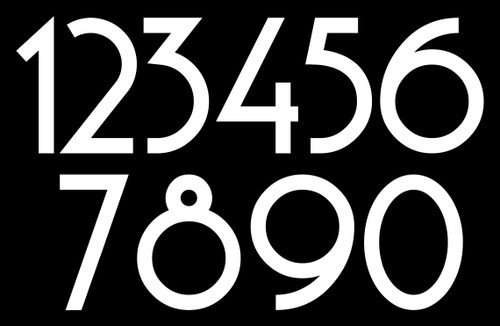 Modern Art Deco Die Cut Numbers - Vinyl Decals Stickers - 4 sets of 0-9