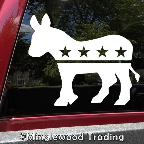 Democratic Party Donkey logo symbol - vinyl die cut decal sticker by Minglewood Trading.