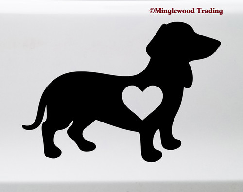 Dachshund with Heart Vinyl Sticker V2 - Wiener Dog Puppy Doxie Love - Die Cut Decal