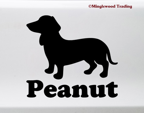 Personalized Dachshund Wiener Dog vinyl decal with custom name and mirror option