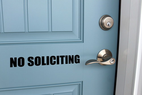 No Soliciting Vinyl Decal - V1 Storefront Business Office Sign - Die Cut Sticker