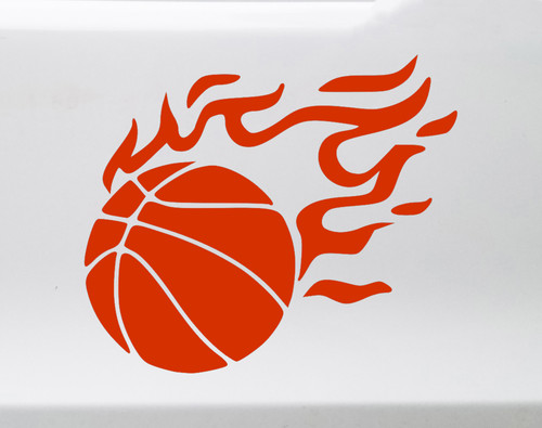 Flaming Basketball Vinyl Decal - Flames Ball Hoops Court Team - Die Cut Sticker