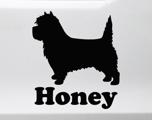 Cairn Terrier with Personalized Name Vinyl Decal V2 - Dog Puppy Scottish - Die Cut Sticker