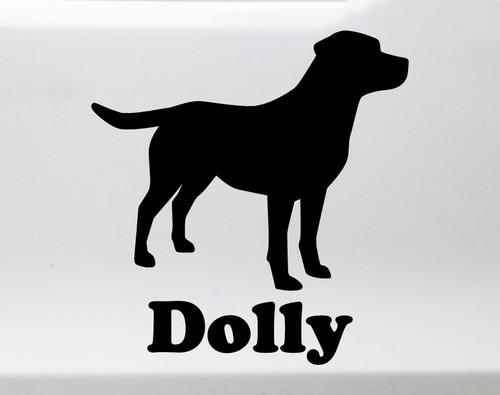 Labrador Retriever Silhouette with Personalized Name Vinyl Decal V5 - Dog Puppy Lab - Die Cut Sticker
