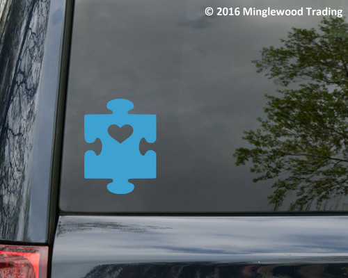 Autism Awareness & Support - Puzzle Heart -  Vinyl Decal Sticker - 4" x 3"