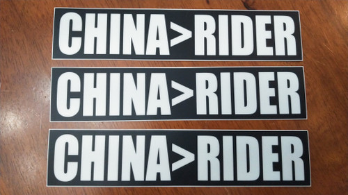 3-pack of 'CHINA>RIDER' stickers inspired by Grateful Dead's China Cat Sunflower for bumper, phone, laptop, and water bottles - perfect Deadhead bumper stickers and The Grateful Dead gifts