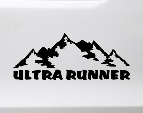 Ultra Runner Vinyl Decal V2 - Running Marathon Trail Mountains - Die Cut Sticker
