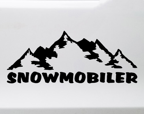 Snowmobiler Vinyl Decal - Snow Sled Mountains - Die Cut Sticker
