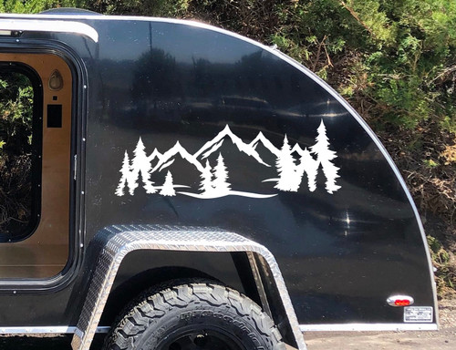 Mountain Forest Scene V9 - Camper RV Graphics Travel Trailer - Die Cut Sticker