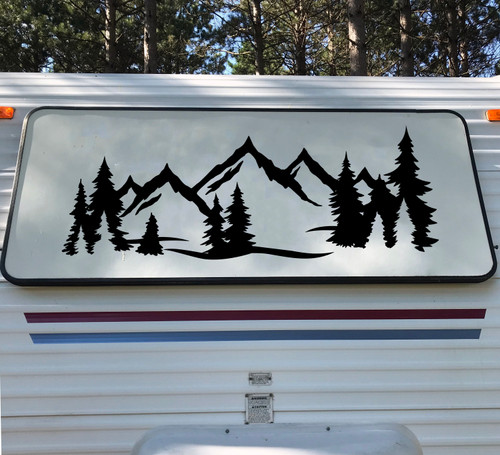 Mountain Forest Scene V9 - Camper RV Graphics Travel Trailer - Die Cut Sticker
