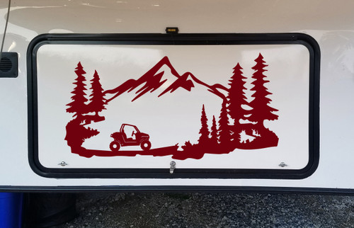 ATV Mountains Scene Vinyl Decal V1 - Quad RV Toy Hauler Graphics 4-wheeler  - Die Cut Sticker