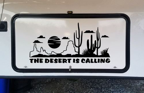 The Desert is Calling Vinyl Decal V1 - Cactus RV Camper Graphics Scene - Die Cut Sticker