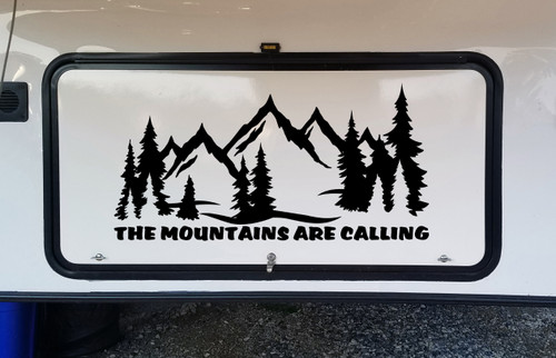 The Mountains Are Calling Vinyl Decal V1 - RV Camper Graphics Scene - Die Cut Sticker