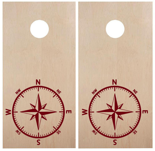 Compass Rose Cornhole Board Decals V3 - Beach Party - Die Cut Stickers (2-pack) 22w x 22h inches
