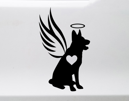 German Shepherd with Wings Halo Heart Vinyl Decal - Dog Puppy GSD - Die Cut Sticker
