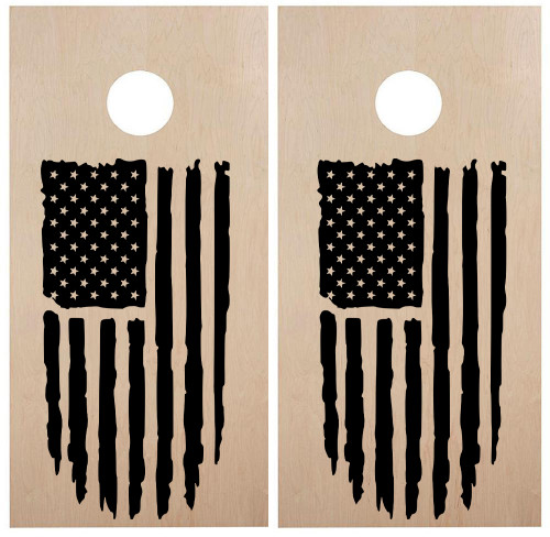 Distressed American Flag Cornhole Vinyl Decals - United States Stars and Stripes - Die Cut Sticker - each 18w x 33h inches