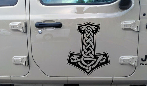 Mjolnir Viking Hammer Vinyl Decal V2 - Norse Symbol - Die Cut Sticker
