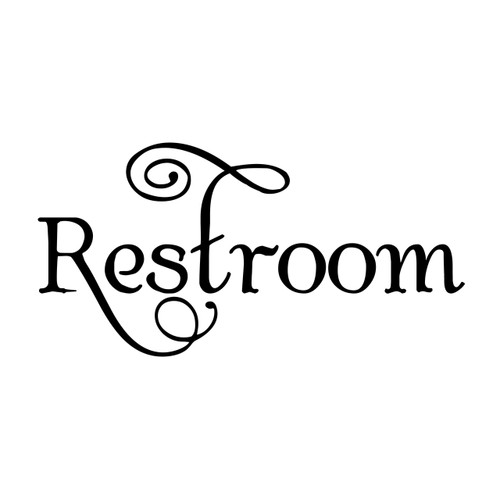 Restroom - Bathroom Door Sign - Vinyl Decal Sticker - 9" x 4.5" SWASH