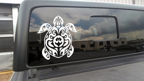 Tribal Sea Turtle Hood Decal - Off-Road 4x4 Travel Ocean Beach - Vinyl Die Cut Sticker
