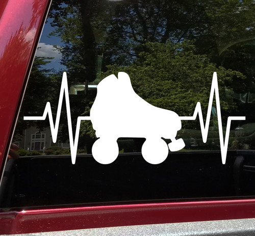 Roller Skate Heartbeat Vinyl Decal - Quads Skating - Die Cut Sticker
