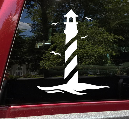 Lighthouse Vinyl Decal V2 - NC Coast Outer Banks Beach - Die Cut Sticker
