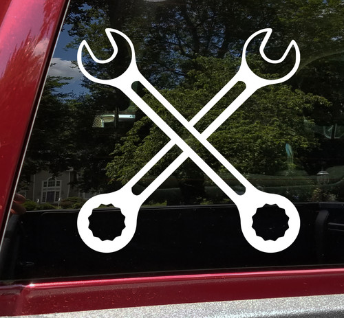 Crossed Wrenches Vinyl Decal - Combination Crescent Mechanic - Die Cut Sticker
