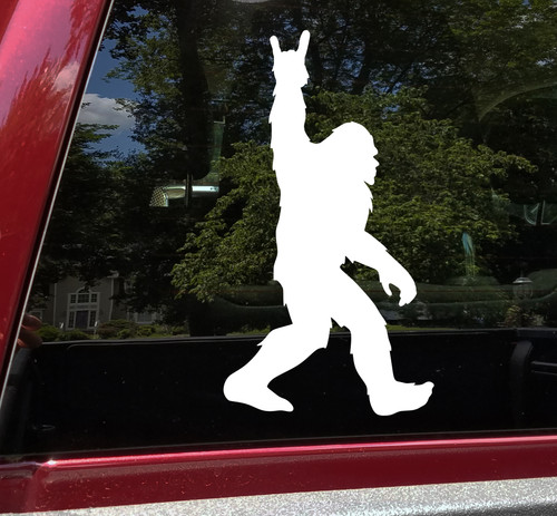 Bigfoot Metal Horns Vinyl Decal - Hand Sign Sasquatch - Die Cut Sticker
