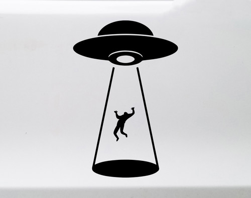 UFO Abduction Vinyl Decal - Unidentified Flying Object Aliens - Die Cut Sticker
