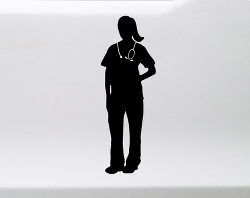 Healthcare Worker Female Vinyl Decal V1 - Doctor Nurse ER RN LPN - Die Cut Sticker
