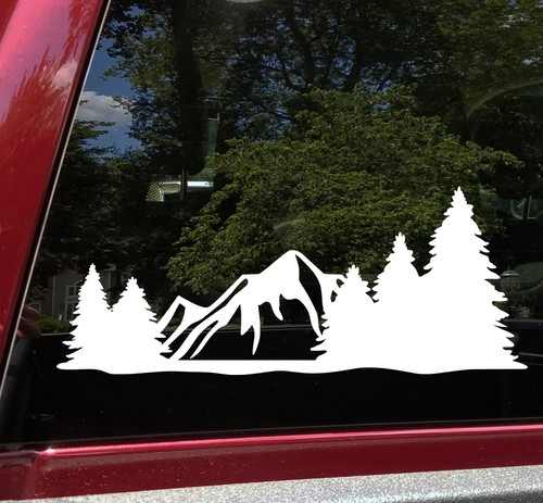 Mountains Forest Scene Vinyl Decal V18 - Scenery RV Graphics Camping - Die Cut Sticker
