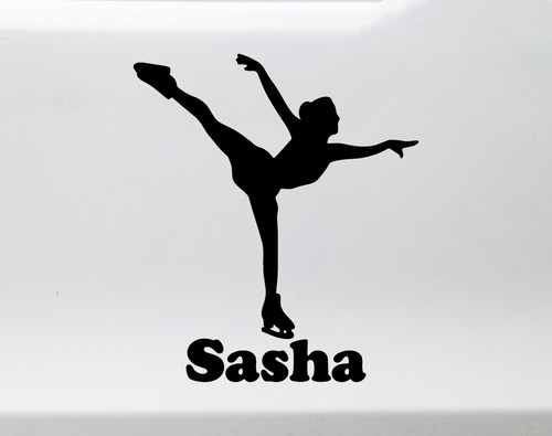 Ice Figure Skater with Custom Name Vinyl Decal V1 - Spiral Artistic Skating Sport - Die Cut Sticker
