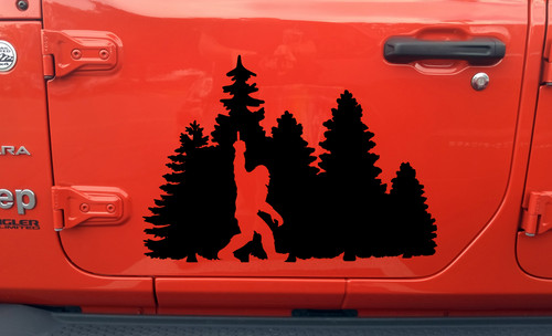 Bigfoot in Trees Middle Finger Vinyl Decal - Sasquatch Forest Line PNW - Die Cut Sticker
