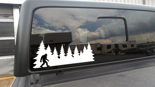 Bigfoot in Trees Vinyl Decal V12 - Sasquatch Forest Line PNW - Die Cut Sticker