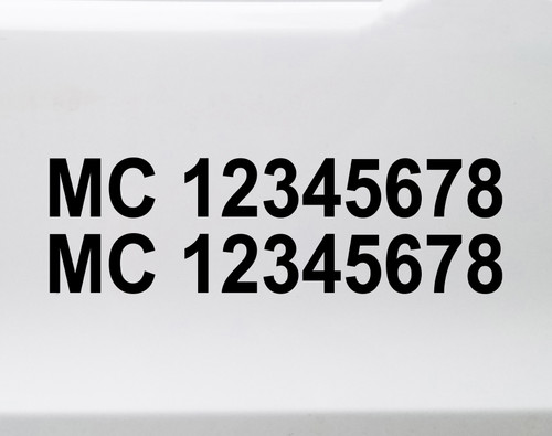 Set of two MC Number Vinyl Decals - Interstate Trucking US DOT Registration - Die Cut Stickers