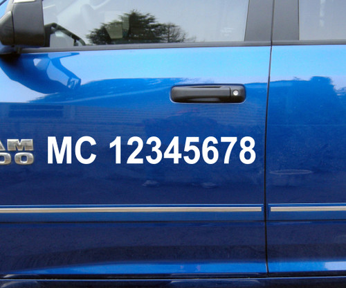 Set of two MC Number Vinyl Decals - Interstate Trucking US DOT Registration - Die Cut Stickers
