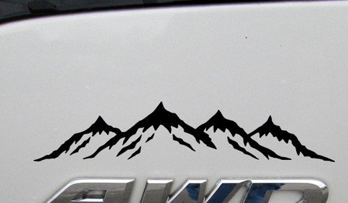 Mountains Scene Vinyl Decal V4 - Hiking Traveling RV Graphics - Die Cut Sticker