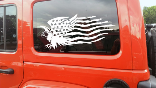 American Flag with Bald Eagle Vinyl Decal - Distressed - Die Cut Sticker