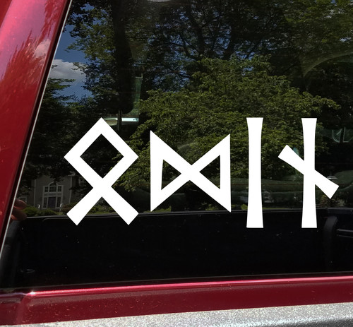 Odin in Elder Futhark Vinyl Decal - Viking Norse Mythology God - Die Cut Sticker