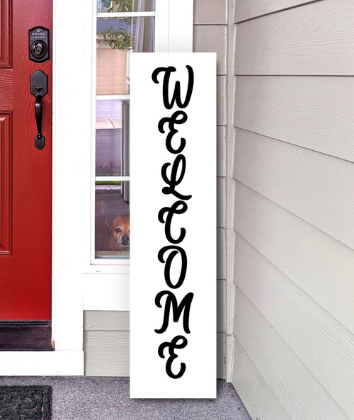 Welcome Vertical Vinyl Decal V9 - Front Porch Home - Die Cut Sticker