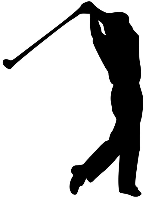 Golf Golfing Man Vinyl Decal - Tee Shot Drive Swing Driver - Die Cut Sticker 