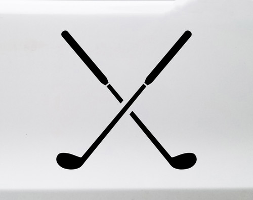 Crossed Golf Clubs Vinyl Decal V2 - Driver Putter Par Course - Die Cut Sticker