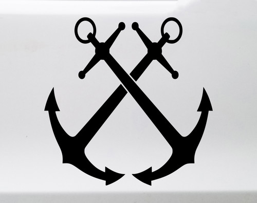 Crossed Anchors Vinyl Decal - Boating Beach Ocean Summer - Die Cut Sticker